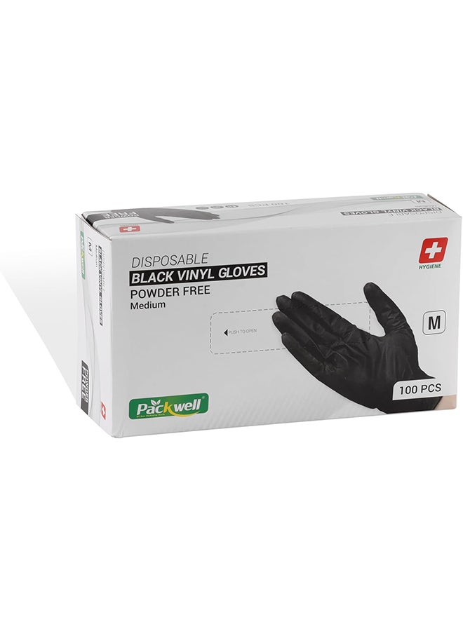 Packwell Vinyl Gloves Blue Powder Free Medium 100 pcs Black - Image 1