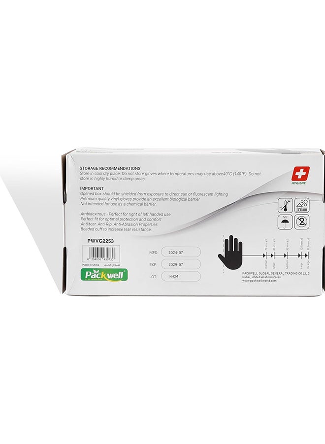 Packwell Vinyl Gloves Blue Powder Free Medium 100 pcs Black - Image 2