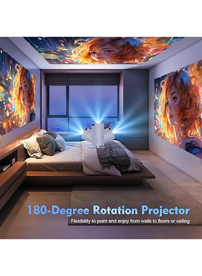 وونكت - HY300 PRO Mini Portable Projector [Android 13] 150 ANSI Support 4K 1080P Dual-Band WIFI6 5G 5.2 B.T [Auto Keystone] 180° Rotation Projector 87PRO white - Image 1