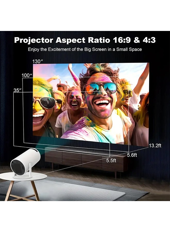 وونكت - HY300 PRO Mini Portable Projector [Android 13] 150 ANSI Support 4K 1080P Dual-Band WIFI6 5G 5.2 B.T [Auto Keystone] 180° Rotation Projector 87PRO white - Image 1