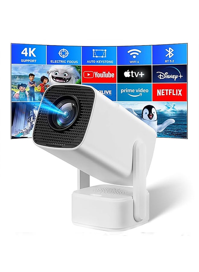 Wownect - Mini Projector [Android 11.0] 200 ANSI Lumens with 5G WiFi and Bluetooth 5.2, Full HD 1080P Supported 4k Video Projector, 180° Angle Projector 104AN white - Image 1