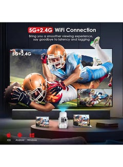 Wownect Mini Projector [Android 11.0] 200 ANSI Lumens with 5G WiFi and Bluetooth 5.2, Full HD 1080P Supported 4k Video Projector, 180° Angle Projector 104AN white  - Image 3