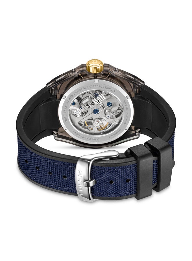 بوليس Men's Spider-Sense Men's 44mm Watch with Transparent Dial & Blue Silicone  - Image 3