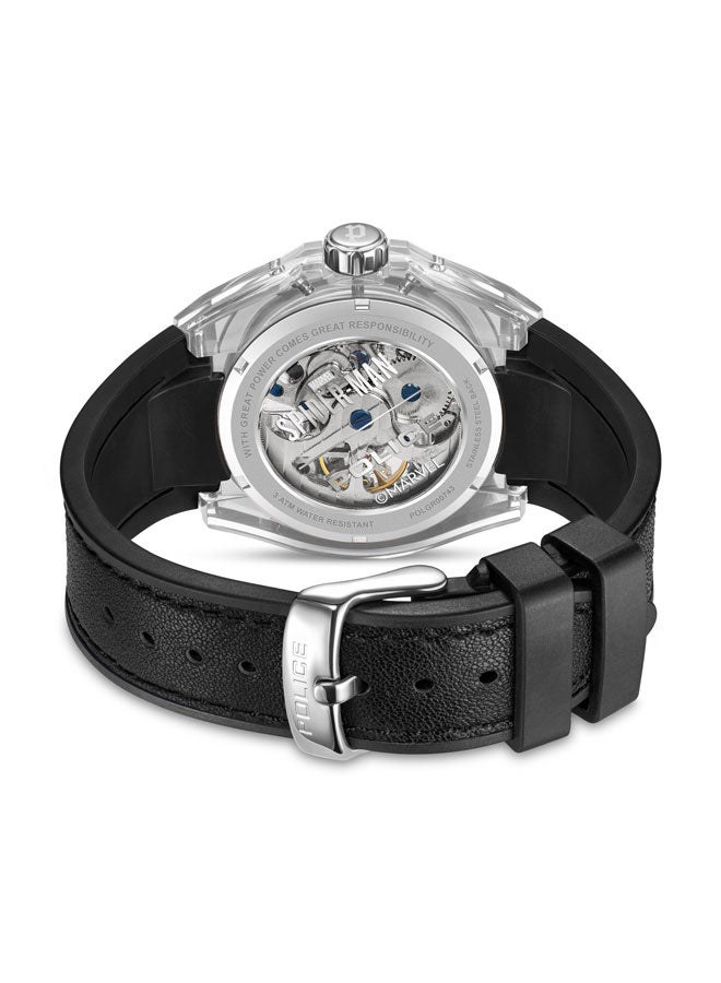 بوليس Men's Spider-Sense Men's 44mm Watch with Transparent Dial & Black Silicone  - Image 3