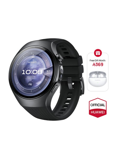 WATCH 5 46mm Smartwatch, Multi-sensing X-TAP technology, Real-Time Fingertip Blood Oxygen, Health Glance, eSIM, Two Battery Modes, iOS And Android + Free FreeBuds 6i - Black