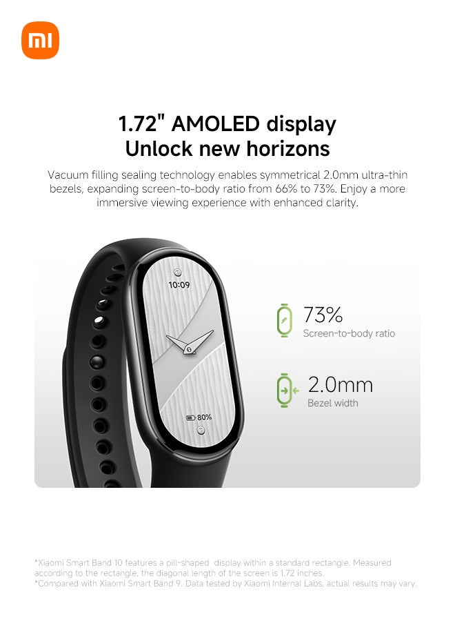 Xiaomi Smart Band 10 | 1.72'' AMOLED Display | Touchscreen, Multisport Tracker, Activity Tracker, Heart Rate Monitor | Upto 21 Days Battery Life Glacier Silver - Image 3