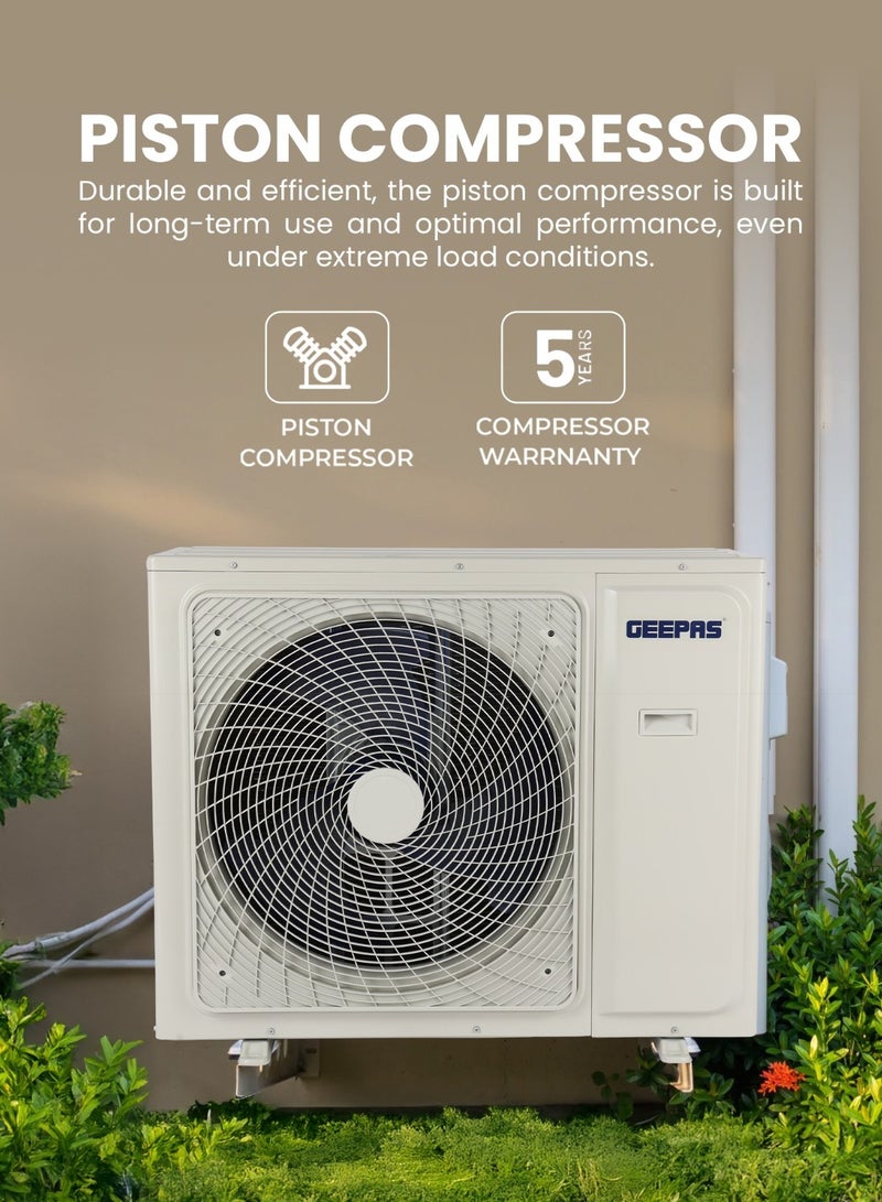 جيباس 3.0 TON Split Air Conditioner | 33000 BTU with LED Display, 4D Airflow, with Auto Restart Function and Golden Fin Technology| Ideal for Home and Office, Hotel Rooms, Lounges, Reception Areas, etc | Piston Compressor GACSP368CA White  - Image 4