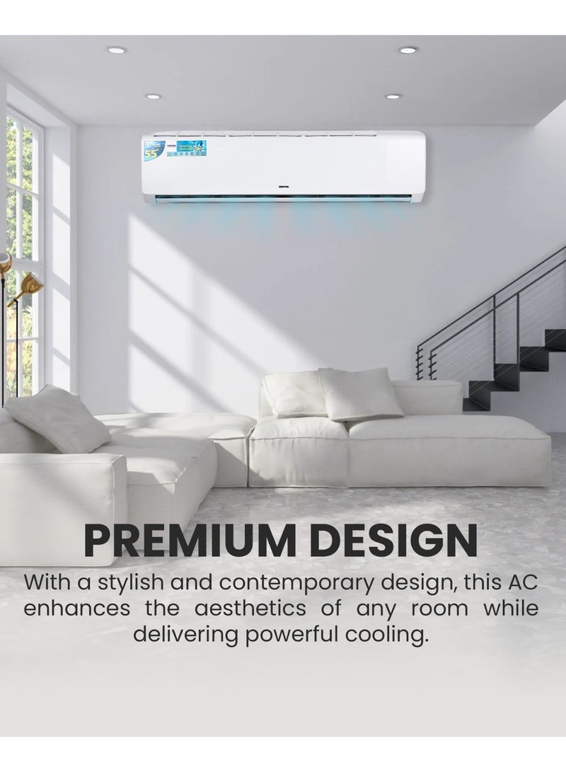 جيباس 3.0 TON Split Air Conditioner | 33000 BTU with LED Display, 4D Airflow, with Auto Restart Function and Golden Fin Technology| Ideal for Home and Office, Hotel Rooms, Lounges, Reception Areas, etc | Piston Compressor GACSP368CA White  - Image 3