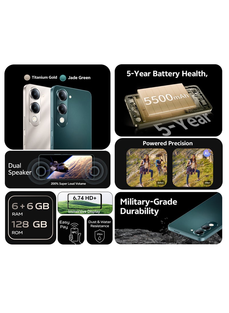 فيفو هاتف Vivo Y29s AI 5G بتقنية التيتانيوم الذهبي 6GB RAM 128GB مع TWS حصري (شاحن وحافظة داخل صندوق الهاتف) - نسخة الشرق الأوسط - Image 2