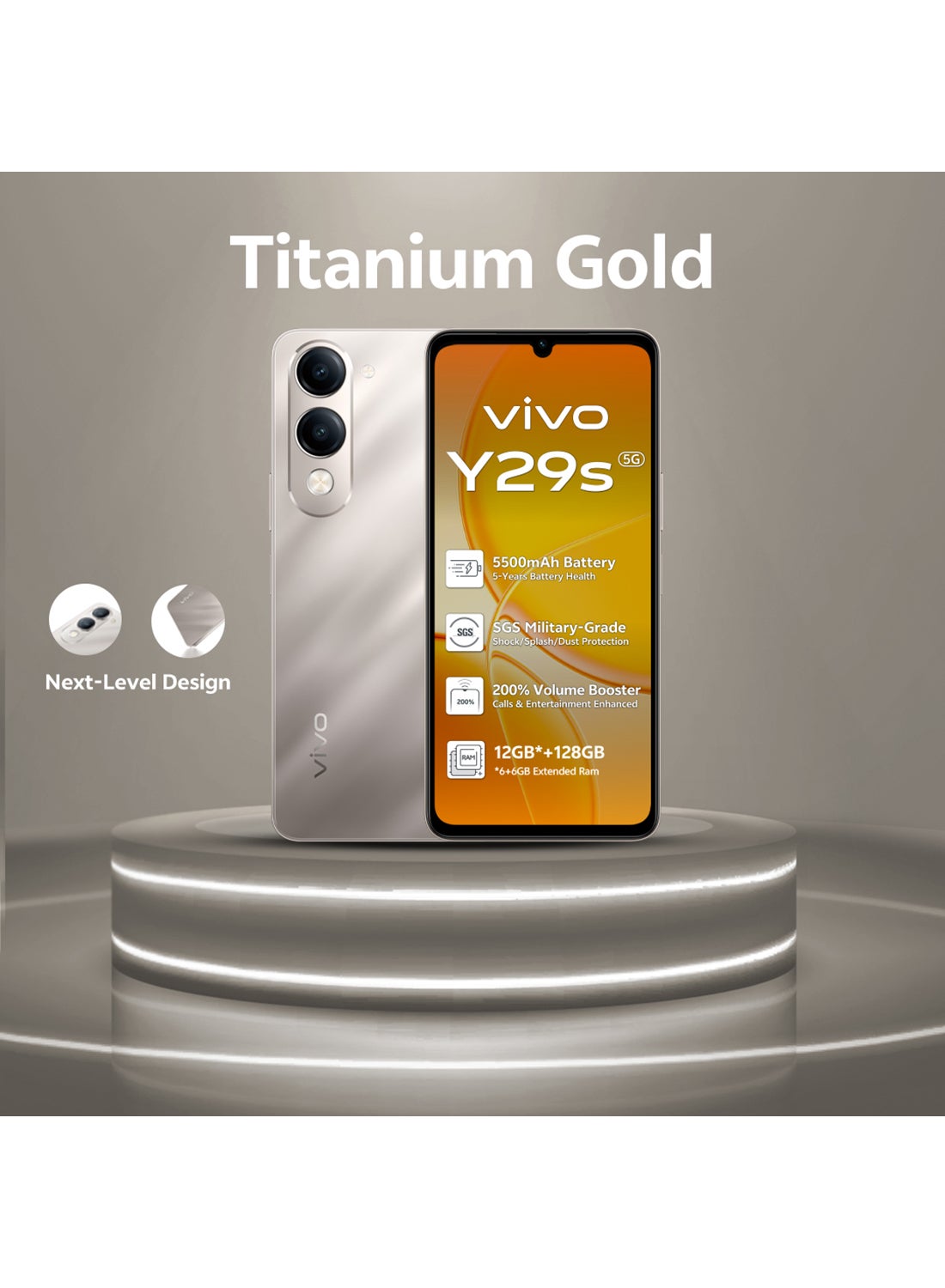 Y29s AI 5G Titanium Gold 6GB RAM 128GB With Exclusive TWS (Charger and Case Inside Phone Box) - Middle East Version image 4