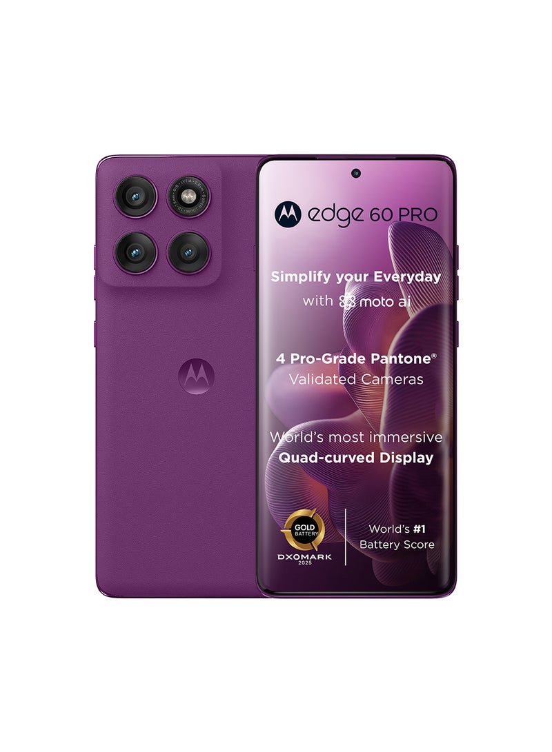 Motorola Edge 60 Pro 5G Dual SIM PANTONE Sparkling Grape 12GB+12GB RAM  512GB - Middle East Version - Image 1