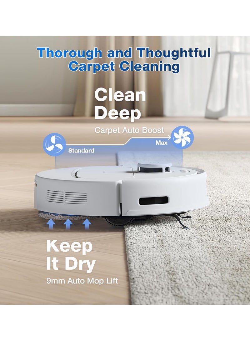 إيكوفاكس Deebot N30 Pro Omni Robot Vacuum Cleaner with Mop Function, 10,000 Pa Suction Power, ZeroTangle 2.0 Technology, TruEdg Edge Cleaning, 60°C Hot Water Mop Cleaning, Hot Air Drying 3.5 L 60 W YDLX11-1 White - Image 3