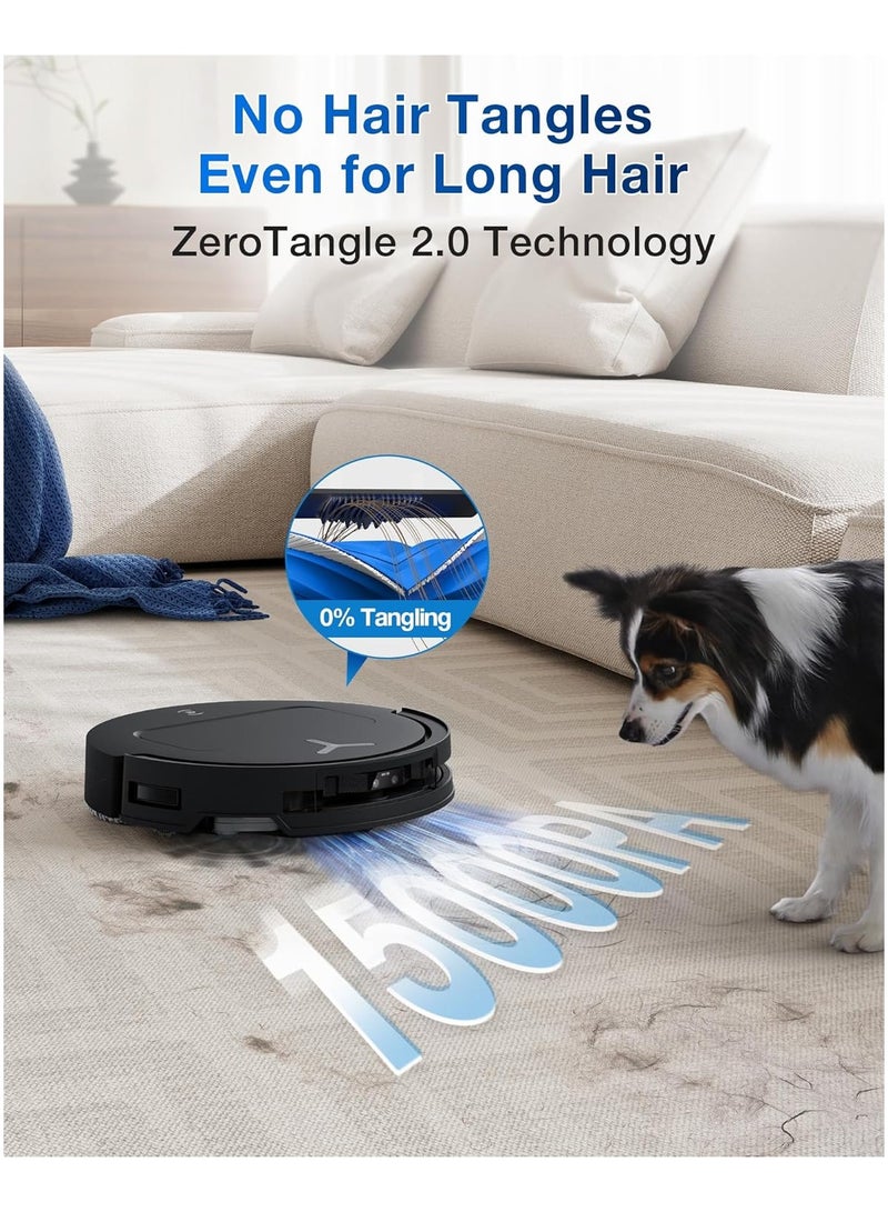 ecovacs 2025 New Launch Deebot T50 Pro Omni Robot Vacuum and Mop, 8.1cm Ultra-Thin, 15000Pa Suction, ZeroTangle, TruEdge, Obstacle Avoidance, Auto Mop Wash/Dry/Refill, Self-Emptying,Pet Hair Friendly 4 L 55 W T50 Pro Black  - Image 2