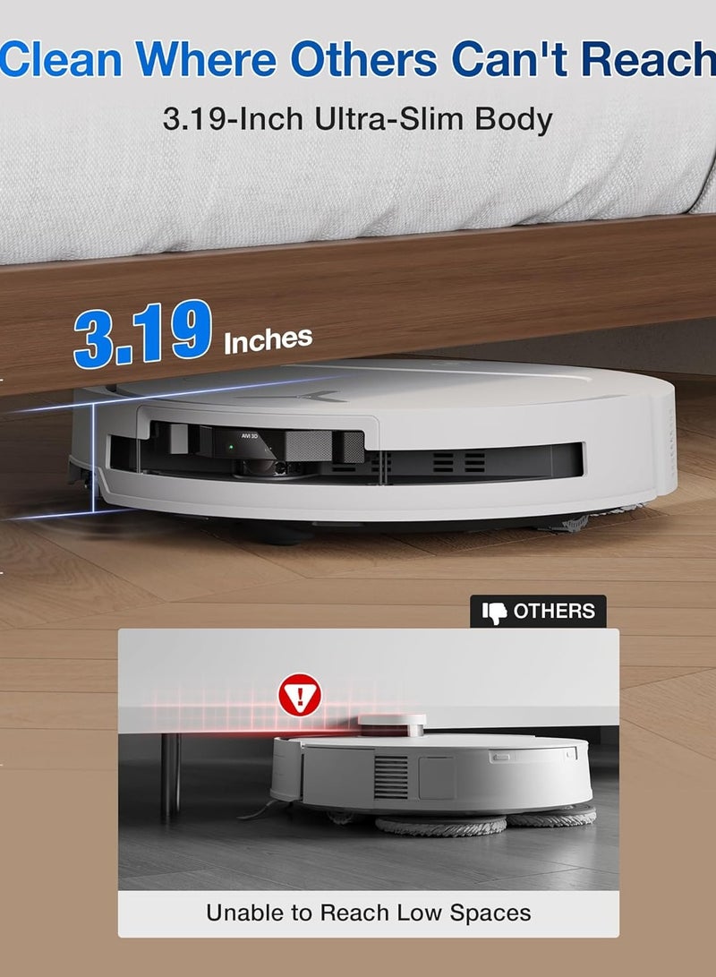 ecovacs 15,000 Pa Deebot T50 Pro Omni Robot Vacuum Cleaner with all in 1 Station, Extended Side Brush and Mop, Auto Mop Wash with 75°C Hot Water, Ultra Thin 81 mm 4 L 55 W T50 PRO White  - Image 5