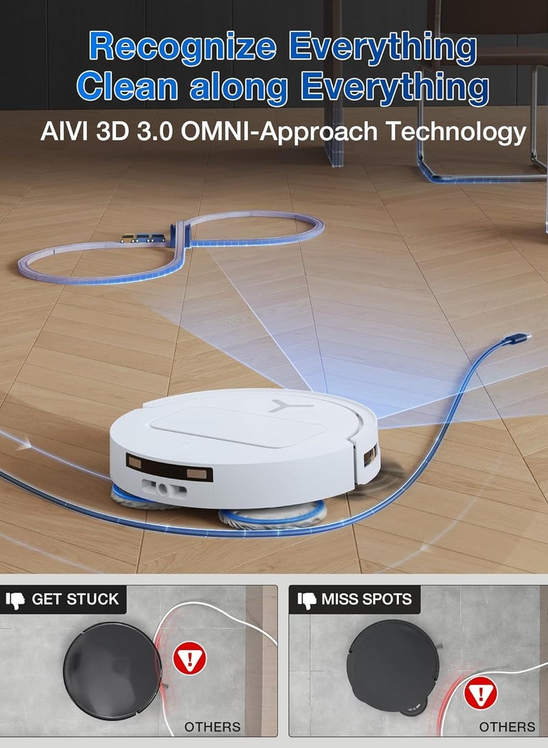 ecovacs 15,000 Pa Deebot T50 Pro Omni Robot Vacuum Cleaner with all in 1 Station, Extended Side Brush and Mop, Auto Mop Wash with 75°C Hot Water, Ultra Thin 81 mm 4 L 55 W T50 PRO White  - Image 4