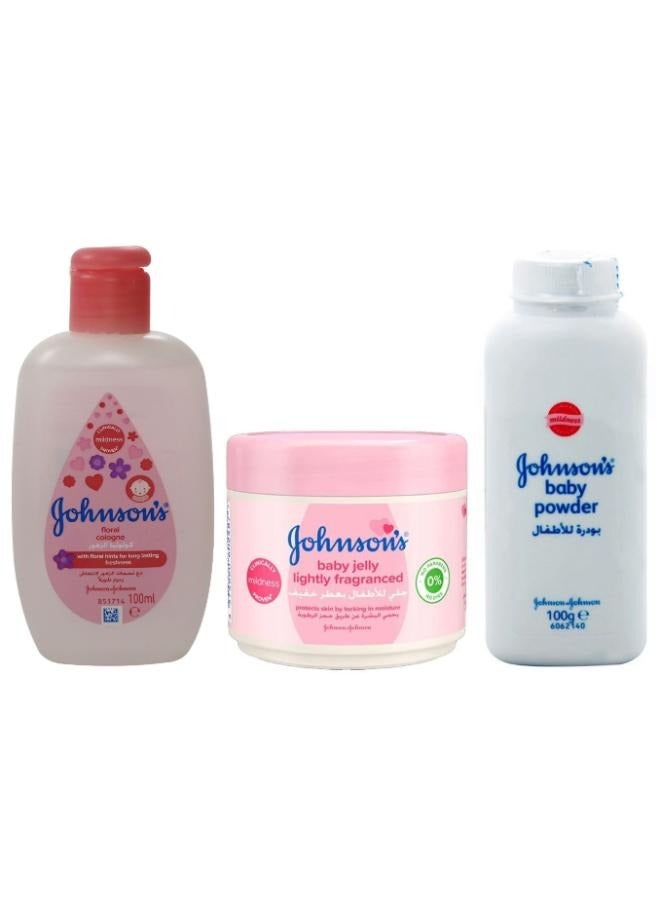 جونسون مجموعة العناية اليومية للأطفال من 3 قطع (بودرة الأطفال، جل الأطفال وكولونيا) - Image 1
