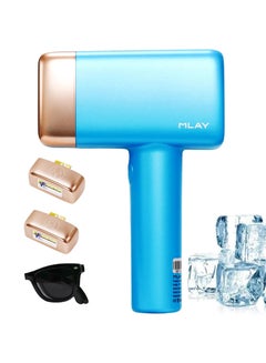 MLAY Newest T14 Painless Ice Compress Laser Hair Removal Device Epilator For Whole Body Arm Armpit Face Back Leg - 1*HR+1*Bikini+1*Face Lamp Sky Blue  - Image 1