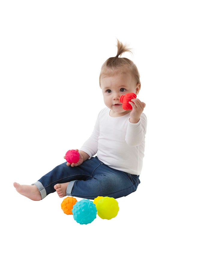playgro Sensory Balls Toy Set - 6 Soft Balls, Textured & Colorful for Fine & Gross Motor Skills Development - BPA-Free - Washable - Infant Sensory Play - French, Spanish, Dutch, Multicolor  - Image 3