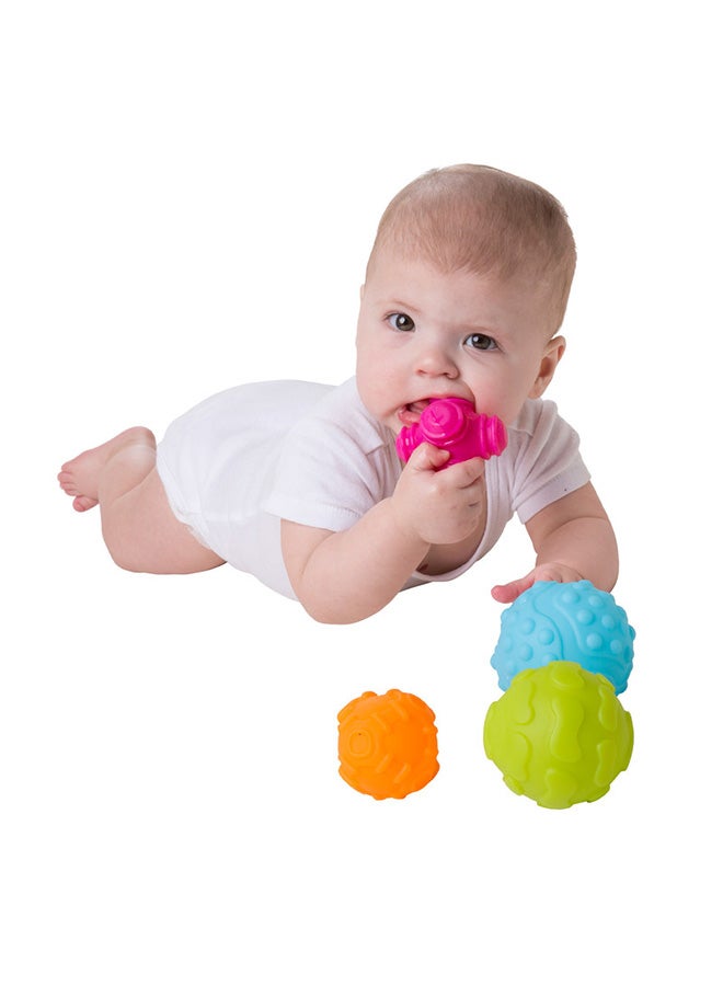 playgro Sensory Balls Toy Set - 6 Soft Balls, Textured & Colorful for Fine & Gross Motor Skills Development - BPA-Free - Washable - Infant Sensory Play - French, Spanish, Dutch, Multicolor  - Image 4