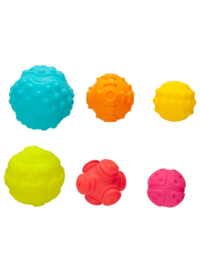 playgro Sensory Balls Toy Set - 6 Soft Balls, Textured & Colorful for Fine & Gross Motor Skills Development - BPA-Free - Washable - Infant Sensory Play - French, Spanish, Dutch, Multicolor  - Image 2