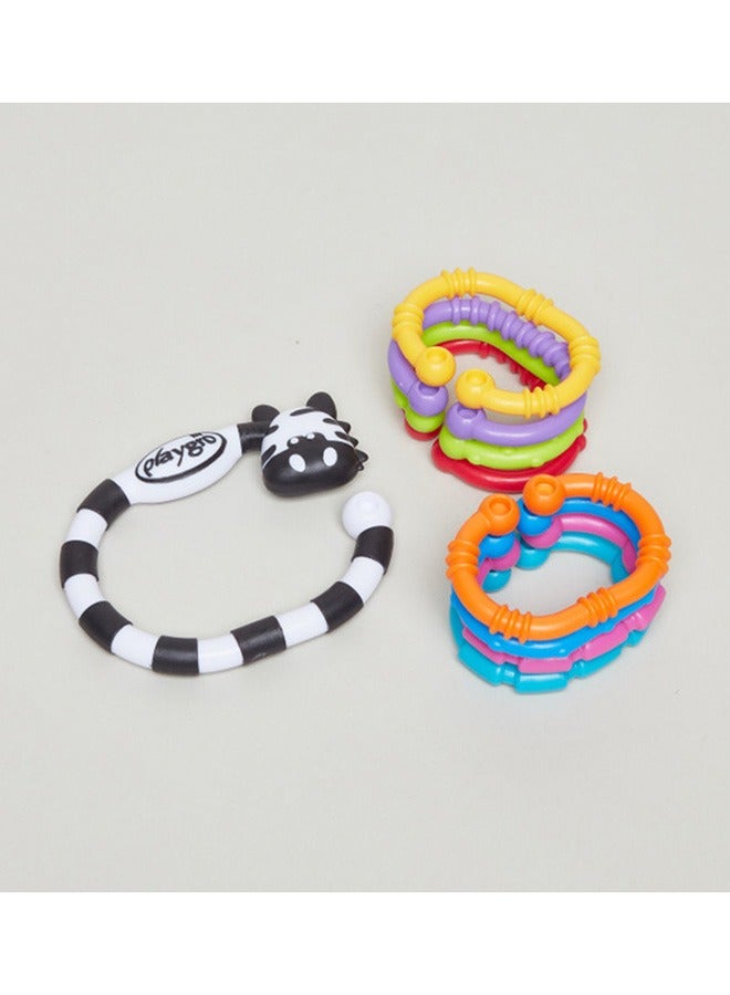playgro - Zebra Links Baby Toy for On-the-Go Fun, Teething Rings, Colorful Chain, Versatile Attachment to Prams, Strollers, Car Seat, Bouncers, For 3+ M Babies - Cognitive Skills Development, Multicolor - Image 1