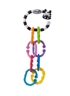 playgro Zebra Links Baby Toy for On-the-Go Fun, Teething Rings, Colorful Chain, Versatile Attachment to Prams, Strollers, Car Seat, Bouncers, For 3+ M Babies - Cognitive Skills Development, Multicolor  - Image 2