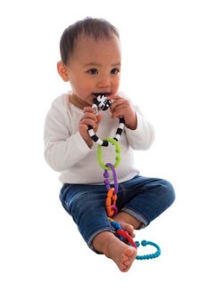 playgro Zebra Links Baby Toy for On-the-Go Fun, Teething Rings, Colorful Chain, Versatile Attachment to Prams, Strollers, Car Seat, Bouncers, For 3+ M Babies - Cognitive Skills Development, Multicolor  - Image 3