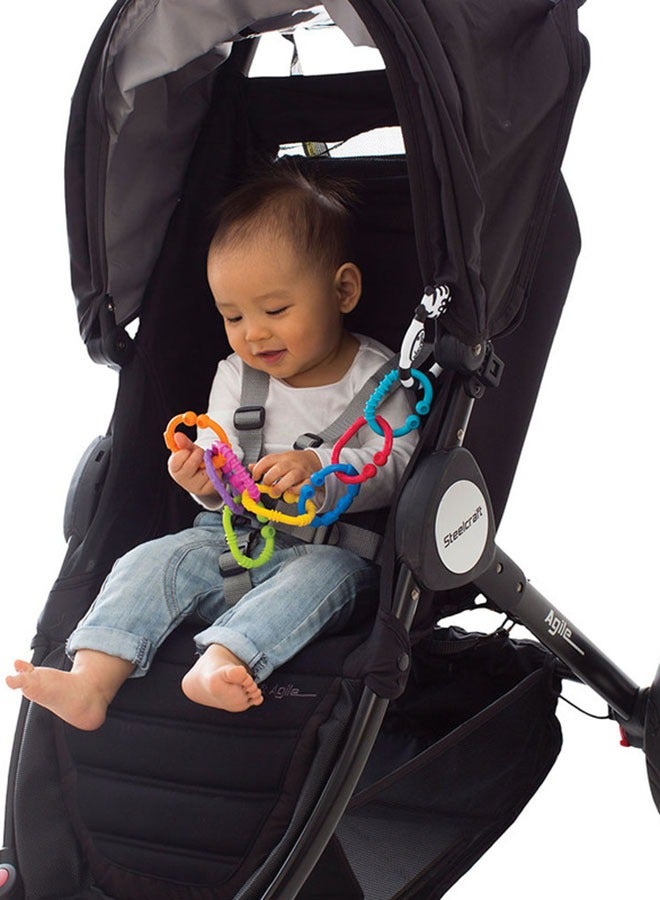 playgro - Zebra Links Baby Toy for On-the-Go Fun, Teething Rings, Colorful Chain, Versatile Attachment to Prams, Strollers, Car Seat, Bouncers, For 3+ M Babies - Cognitive Skills Development, Multicolor - Image 1