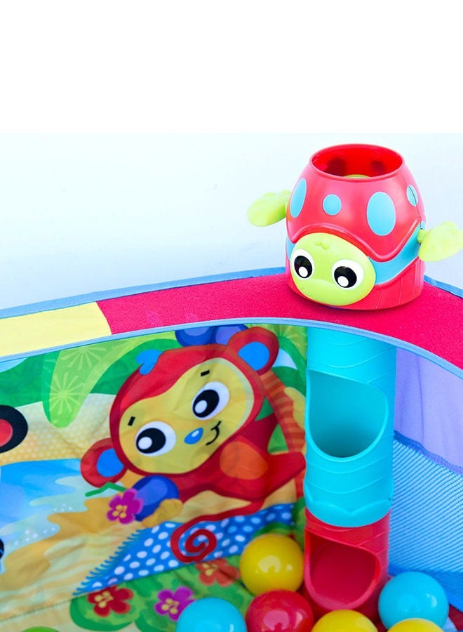 Playgro Pop And Drop Ball Pit Activity Gym - Sensory Development Toy - 30 Balls for Babies 6+ Months, Multicoloured Play Area with Animal Motifs, Beach Theme, Enhances Motor Skills, Portable, Foldable - Image 5