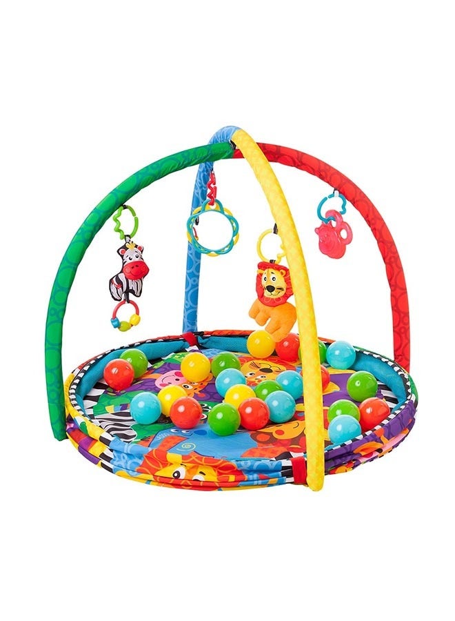 playgro Ball Playnest Activity Gym, 5-in-1 Baby Play Gym with Colourful Balls & Hanging Toys, Stimulating Baby's Senses, Detachable Mirror & Teether, Ideal for Newborns & Infants, Multicolor - Image 1