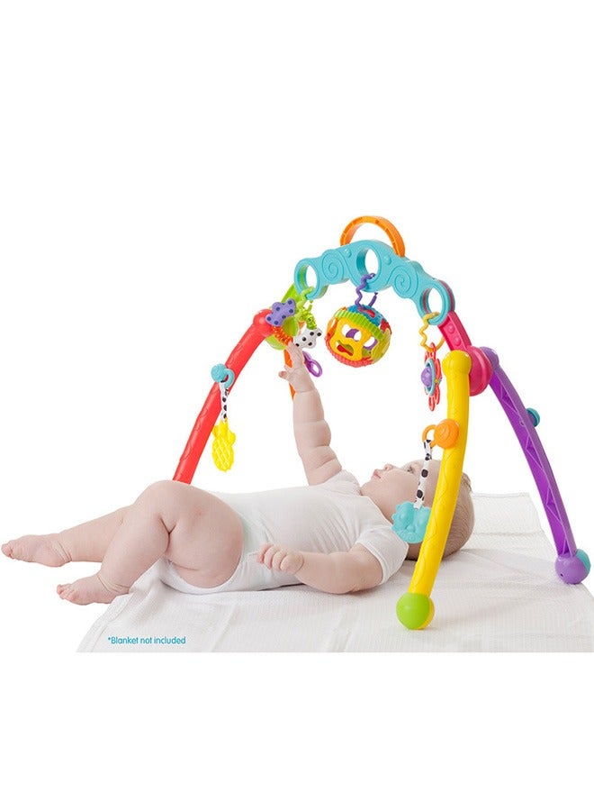 playgro - Junyji Fold and Go Activity Play Gym for Adventurous Babies, Portable Baby Gym with 5 Detachable Toys, Sensory Development, Teething Rings, A Vibrant Spinning Toy, A Roly-poly Ball, Multicolor - Image 1