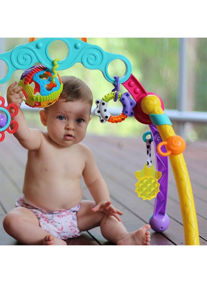 playgro - Junyji Fold and Go Activity Play Gym for Adventurous Babies, Portable Baby Gym with 5 Detachable Toys, Sensory Development, Teething Rings, A Vibrant Spinning Toy, A Roly-poly Ball, Multicolor - Image 1