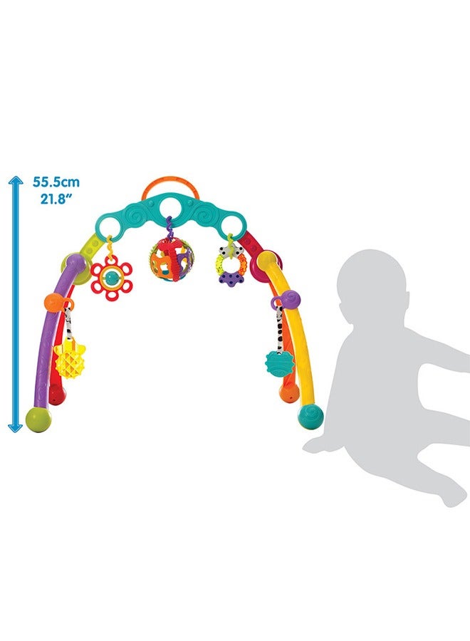 playgro - Junyji Fold and Go Activity Play Gym for Adventurous Babies, Portable Baby Gym with 5 Detachable Toys, Sensory Development, Teething Rings, A Vibrant Spinning Toy, A Roly-poly Ball, Multicolor - Image 1