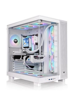 ثيرمال تيك View 380 XL TG ARGB Mid Tower Chassis (Snow White) - Dual Chamber Design, Tempered Glass Panels, 4x 120mm ARGB Fans, 360mm Radiator Support, GPU Anti-Sag Brace, 3x 2.5" SSD + 1x 3.5" HDD, USB 3.2 Type-C, Premium Cooling & Cable Management | CA-11E-00M6WN-00  - Image 1