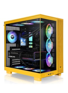ثيرمال تيك View 380 XL TG ARGB Mid Tower Chassis (Bumblebee Yellow) - Dual Chamber Design, Tempered Glass Panels, 4x 120mm ARGB Fans, 360mm Radiator Support, GPU Anti-Sag Brace, 3x 2.5" SSD + 1x 3.5" HDD, USB 3.2 Type-C, High Performance Cooling & Cable Management | CA-11E-00M4WN-00  - Image 1
