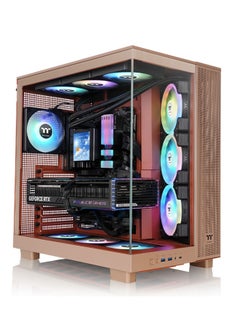 ثيرمال تيك View 380 XL TG ARGB Mid Tower Chassis (Gravel Sand) - Dual Chamber Design, Tempered Glass Panels, 4x 120mm ARGB Fans, 360mm Radiator Support, GPU Anti-Sag Brace, 3x 2.5" SSD + 1x 3.5" HDD, USB 3.2 Type-C, Superior Cooling & Cable Management | CA-11E-00MGWN-00  - Image 1