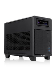 ثيرمال تيك TR100 Mini Tower Chassis (Black) - Modular Design, Compatible with Mini ITX Motherboards, Supports GPUs up to 360mm, Optional 3.9" LCD Screen, Top/Side Dust Filters, Supports SFX/SFX-L PSUs, Multiple Cooling Options, Compact and Travel-Friendly Design | CA-11A-00S1NN-00  - Image 1