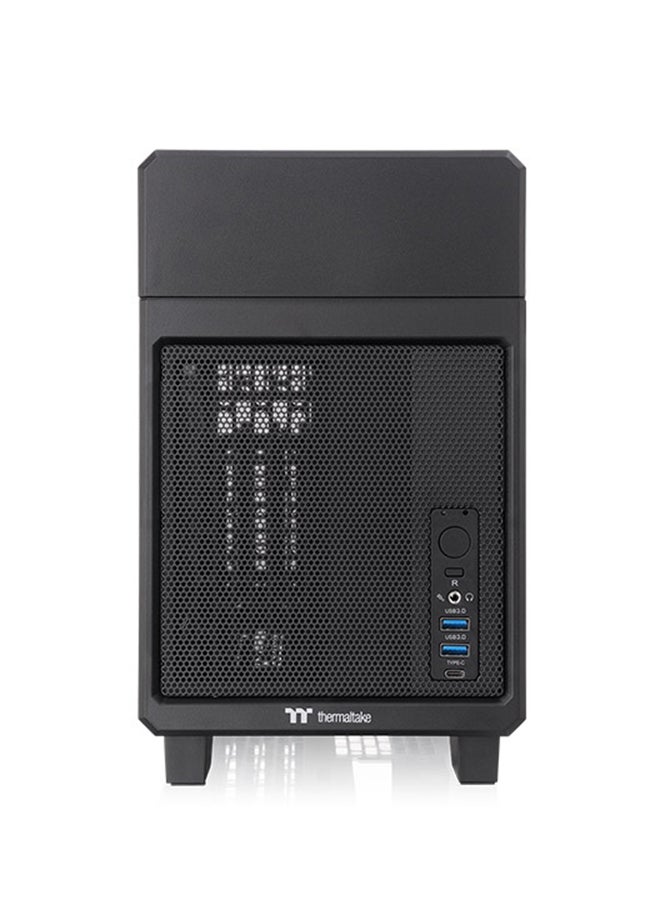 TR100 Mini Tower Chassis (Black) - Modular Design, Compatible with Mini ITX Motherboards, Supports GPUs up to 360mm, Optional 3.9" LCD Screen, Top/Side Dust Filters, Supports SFX/SFX-L PSUs, Multiple Cooling Options, Compact and Travel-Friendly Design | CA-11A-00S1NN-00