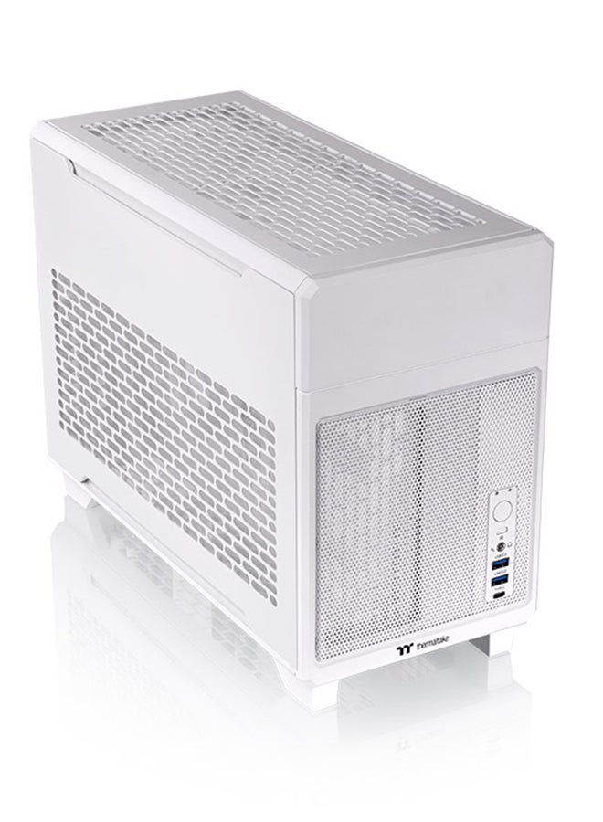 ثيرمال تيك - TR100 Mini Tower Chassis (Snow White) - Modular Design, Compatible with Mini ITX Motherboards, Supports GPUs up to 360mm, Optional 3.9" LCD Screen, Top/Side Dust Filters, Supports SFX/SFX-L PSUs, Multiple Cooling Options, Compact and Travel-Friendly Design | CA-11A-00S6NN-00 - Image 1