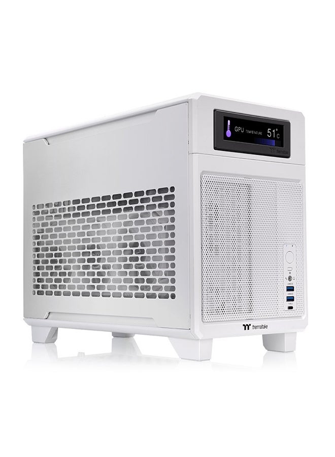 ثيرمال تيك - TR100 Mini Tower Chassis (Snow White) - Modular Design, Compatible with Mini ITX Motherboards, Supports GPUs up to 360mm, Optional 3.9" LCD Screen, Top/Side Dust Filters, Supports SFX/SFX-L PSUs, Multiple Cooling Options, Compact and Travel-Friendly Design | CA-11A-00S6NN-00 - Image 1