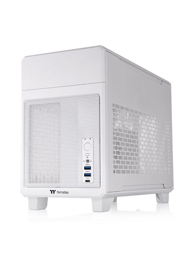 ثيرمال تيك - TR100 Mini Tower Chassis (Snow White) - Modular Design, Compatible with Mini ITX Motherboards, Supports GPUs up to 360mm, Optional 3.9" LCD Screen, Top/Side Dust Filters, Supports SFX/SFX-L PSUs, Multiple Cooling Options, Compact and Travel-Friendly Design | CA-11A-00S6NN-00 - Image 1