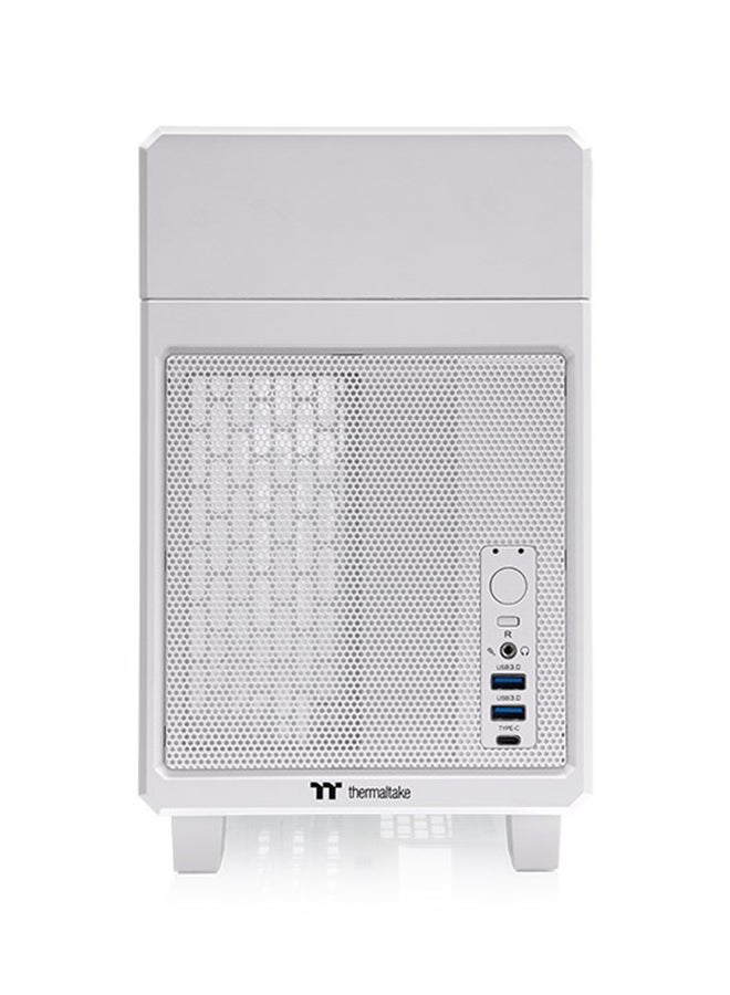 ثيرمال تيك - TR100 Mini Tower Chassis (Snow White) - Modular Design, Compatible with Mini ITX Motherboards, Supports GPUs up to 360mm, Optional 3.9" LCD Screen, Top/Side Dust Filters, Supports SFX/SFX-L PSUs, Multiple Cooling Options, Compact and Travel-Friendly Design | CA-11A-00S6NN-00 - Image 1
