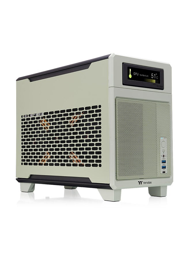 Thermaltake TR100 Matcha Green Mini Tower Chassis, Mini-ITX, SPCC Steel, 2 x USB 3.0, 1 x USB 3.2 Gen 2 Type-C, 3 Expansion Slots, Top Fan & Radiator Support (240mm/280mm), 360mm GPU Compatibility, SFX Power Supply, Modular Design with Magnetic Panels, Optional LCD Screen Kit, Dust Filters, Travel-Ready | CA-11A-00SENN-00  - Image 1
