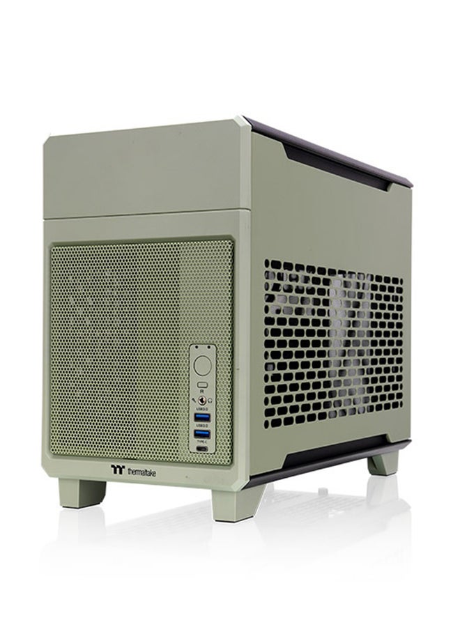 Thermaltake TR100 Matcha Green Mini Tower Chassis, Mini-ITX, SPCC Steel, 2 x USB 3.0, 1 x USB 3.2 Gen 2 Type-C, 3 Expansion Slots, Top Fan & Radiator Support (240mm/280mm), 360mm GPU Compatibility, SFX Power Supply, Modular Design with Magnetic Panels, Optional LCD Screen Kit, Dust Filters, Travel-Ready | CA-11A-00SENN-00  - Image 2
