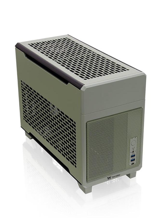 Thermaltake TR100 Matcha Green Mini Tower Chassis, Mini-ITX, SPCC Steel, 2 x USB 3.0, 1 x USB 3.2 Gen 2 Type-C, 3 Expansion Slots, Top Fan & Radiator Support (240mm/280mm), 360mm GPU Compatibility, SFX Power Supply, Modular Design with Magnetic Panels, Optional LCD Screen Kit, Dust Filters, Travel-Ready | CA-11A-00SENN-00  - Image 4