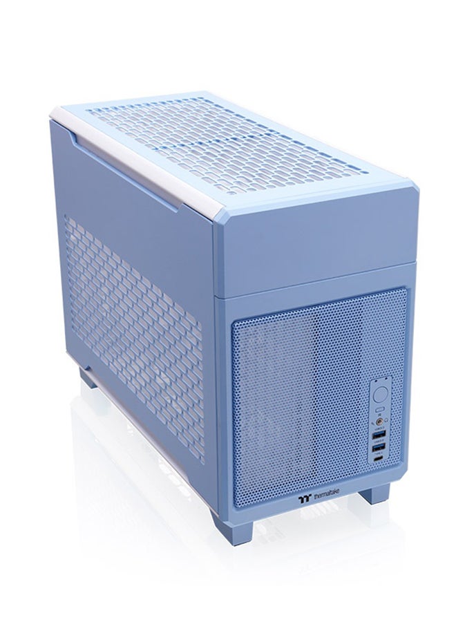 Thermaltake TR100 Hydrangea Blue Mini Tower Chassis - Compact Dual-Chamber Design, Supports Mini-ITX Motherboards, Up to 360mm GPU, 240/280mm Top Radiator, SFX PSU, 2 x USB 3.0, USB Type-C, 1 x 120mm/140mm Fan Support, Optional 3.9" LCD Screen, Magnetic Panels, Travel Trunk Compatible | CA-11A-00SFNN-00  - Image 3