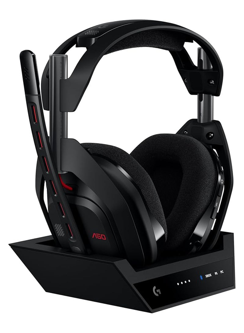 ASTRO A50 LIGHTSPEED Wireless Gaming Headset + Base Station (Gen 5), PRO-G GRAPHENE, Switch Between 3 Systems, USB-C to Xbox, PS5, PC/Mac or Nintendo Switch, Bluetooth - Black - Image 1