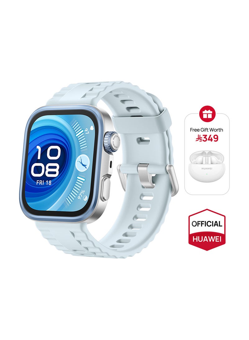 هواوي - WATCH FIT 4 Pro Smartwatch, 1.82-Inch Display, Sapphire Glass And Titanium, Pro-Level Outdoor Sports, ECG Analysis, up to 10-Day Battery Life, iOS And Android + Free FreeBuds 5i - Blue - Image 1