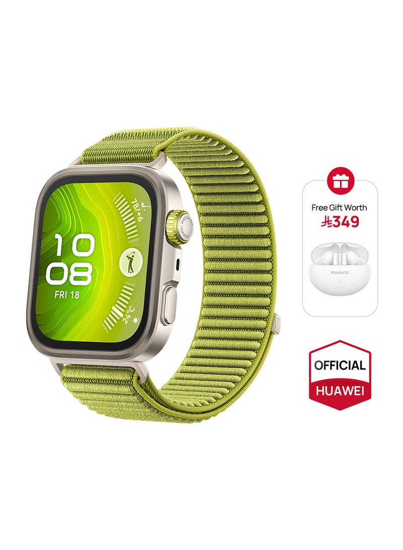 هواوي - WATCH FIT 4 Pro Smartwatch, 1.82-Inch Display, Sapphire Glass And Titanium, Pro-Level Outdoor Sports, ECG Analysis, up to 10-Day Battery Life, iOS And Android + Free FreeBuds 5i - Green - Image 1