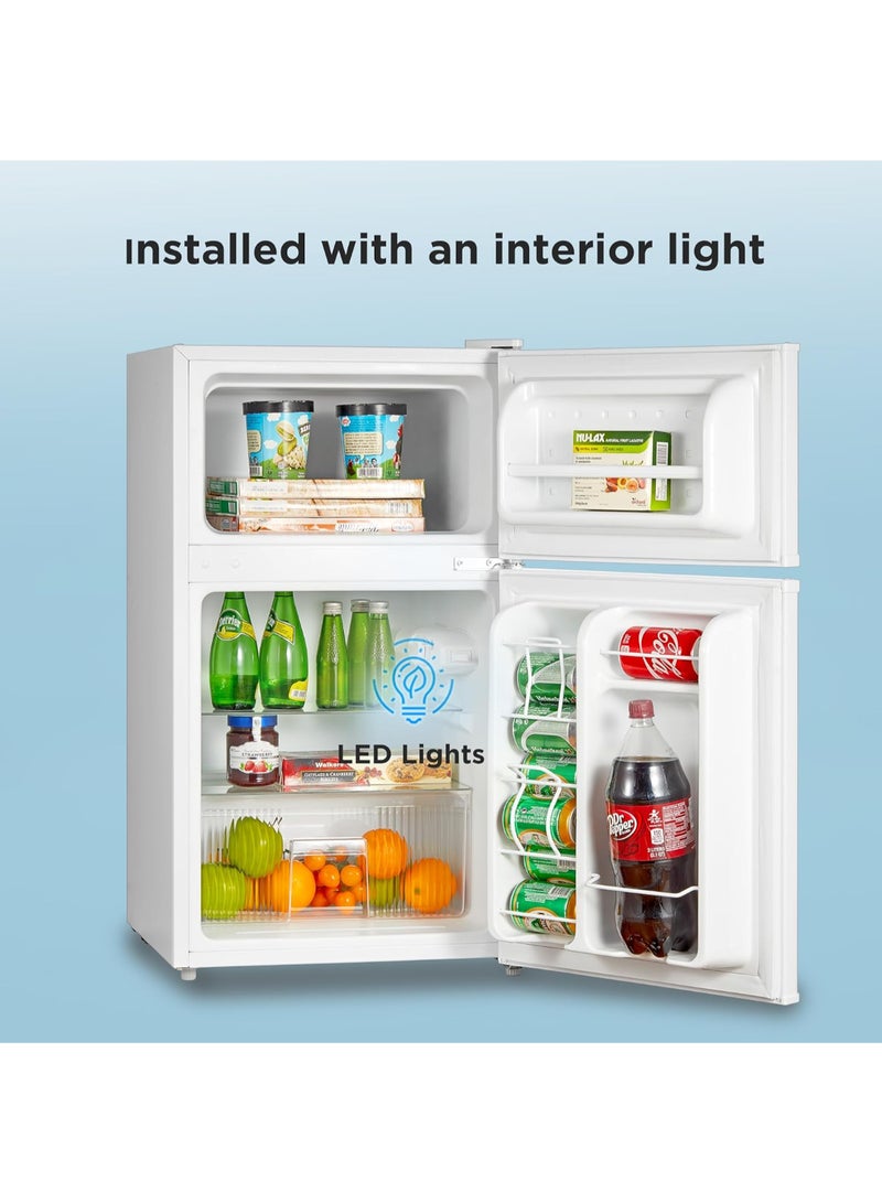 Midea 134L Gross And 87L Net Double Door Refrigerator With Separate Chiller Compartment, 2L Bottle Holder, Mini Fridge for Kitchen, Bedroom, Office And Bar, Inverter Quattro - MDRT134FGE01AE White  - Image 4